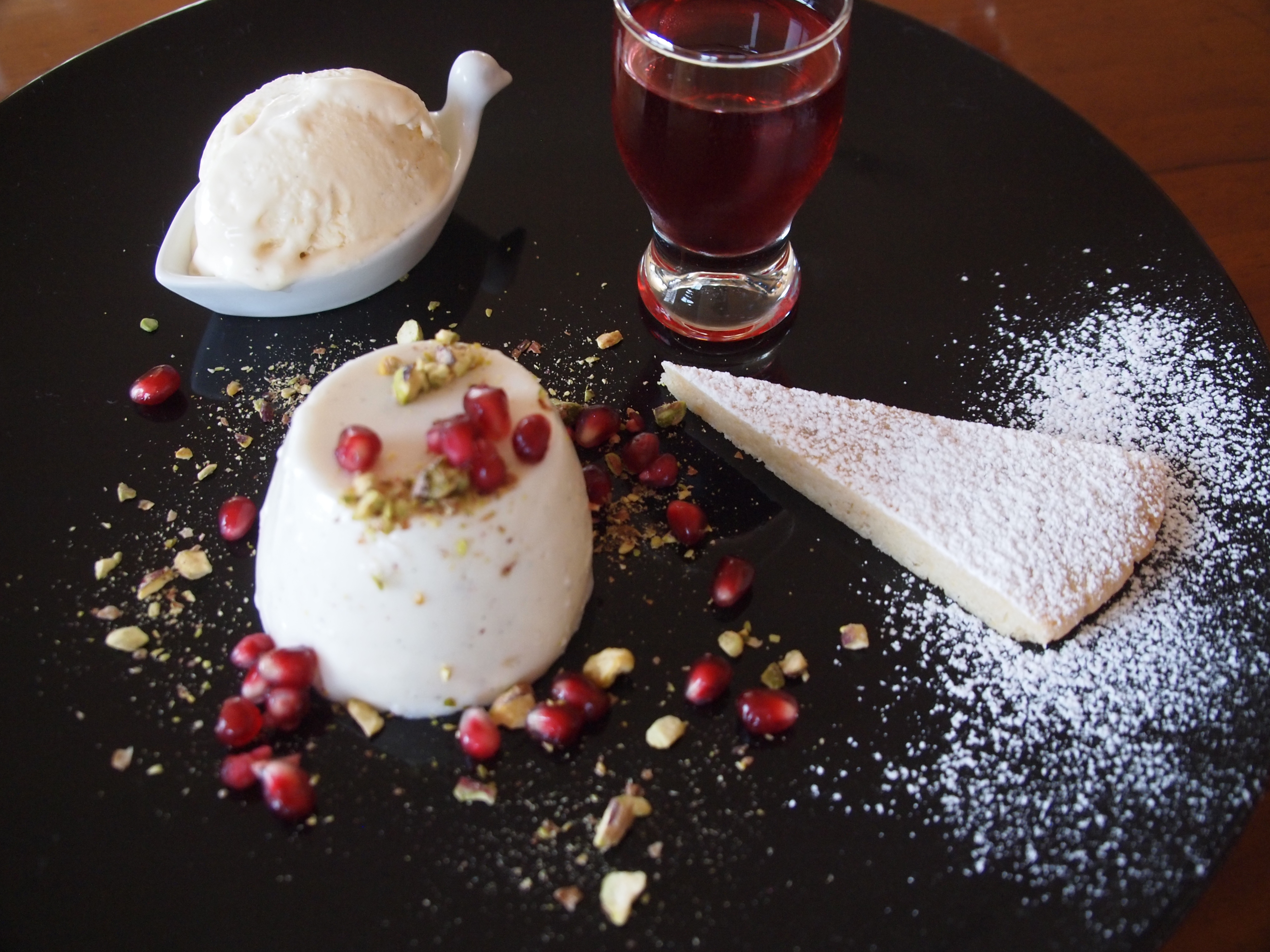 Yoghurt panna cotta  almond tart and vanilla ice cream   italianicious   cooking with passion